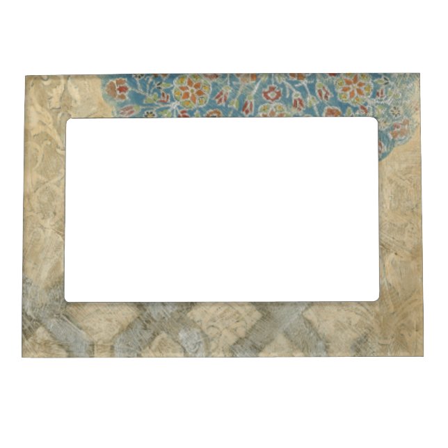 Decorative Silver Tapestry Floral Arrangement Magnetic Frame (Front)