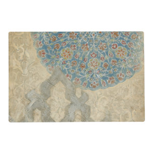 Decorative Silver Tapestry Floral Arrangement Placemat