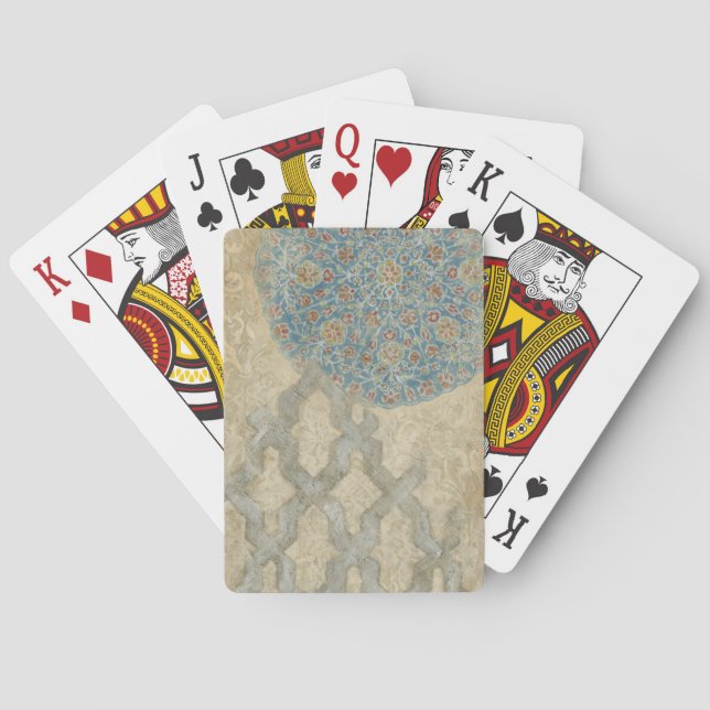 Decorative Silver Tapestry Floral Arrangement Poker Cards (Back)