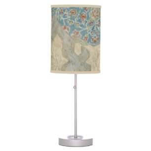 Decorative Silver Tapestry Floral Arrangement Table Lamp
