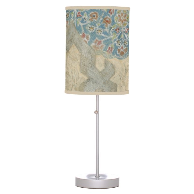 Decorative Silver Tapestry Floral Arrangement Table Lamp (Front)