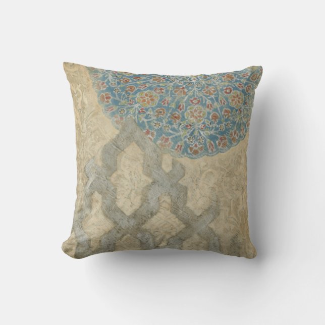 Decorative Silver Tapestry Floral Arrangement Throw Pillow (Front)