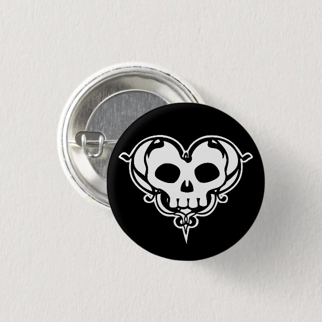 Decorative Skull Heart Button (Front & Back)