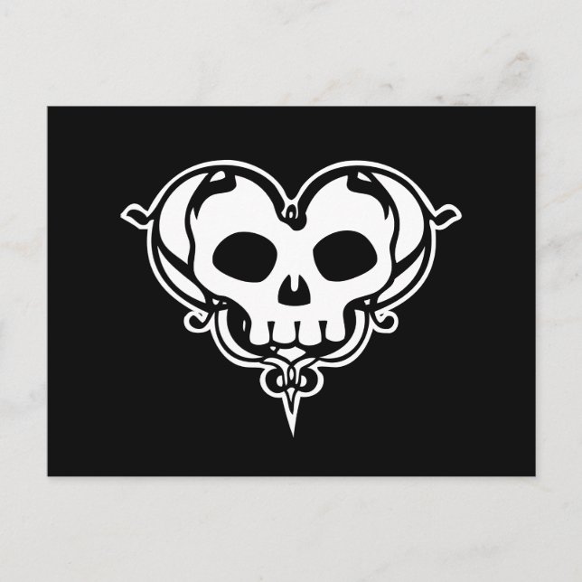 Decorative Skull Heart Postcard (Front)