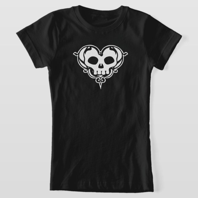 Decorative Skull Heart T-Shirt (Laydown)