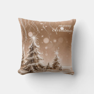 Decorative Snow Blue & White Ball Happy Holidays Throw Pillow
