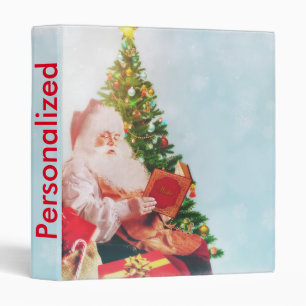 Decorative Snow Blue & White Ball Merry Christmas 3 Ring Binder