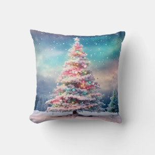 Decorative Snow Blue & White Ball Merry Christmas Throw Pillow