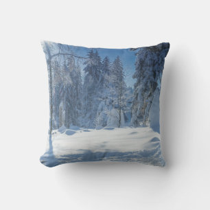 Decorative Snow Blue & White Ball Merry Christmas Throw Pillow
