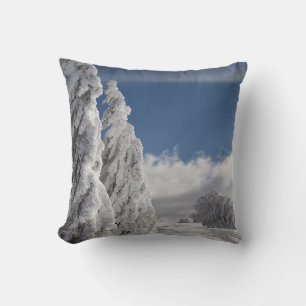 Decorative Snow Blue & White Ball Merry Christmas Throw Pillow