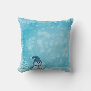 Decorative Snow Blue & White Ball Merry Christmas Throw Pillow
