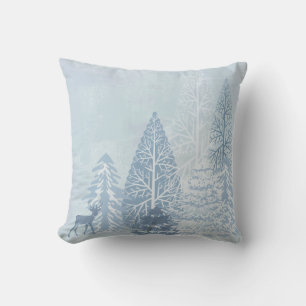 Decorative Snow Blue & White Ball Merry Christmas Throw Pillow