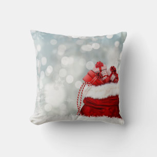 Decorative Snow Red Merry Christmas Gift Throw Pillow