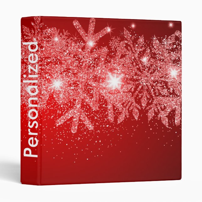 Decorative Snow Red & White Ball Merry Christmas 3 Ring Binder (Front/Spine)