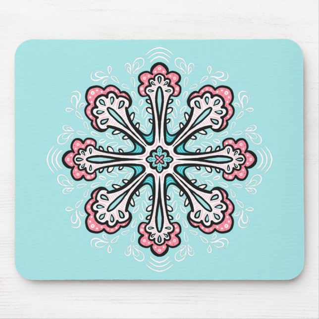Decorative Snowflake Fun Abstract Winter Mouse Pad (Front)
