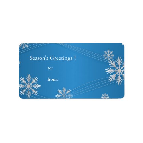 Decorative snowflakes blue holiday gift tags