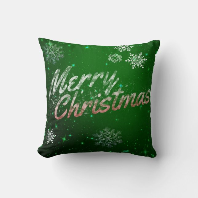 Decorative Snowflakes Merry Christmas Throw Pillow (Front)