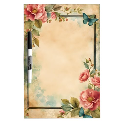 Decorative Spring Border with Butterflies Dry Erase Board