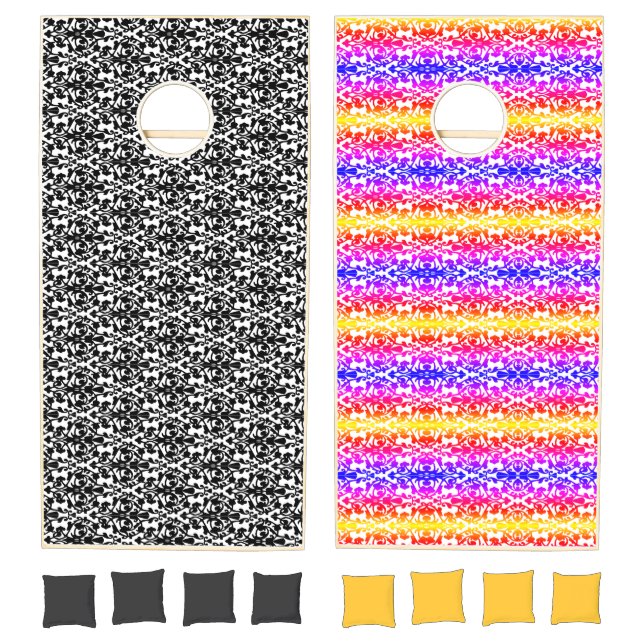 Decorative stamp damask pattern cornhole set (Set)