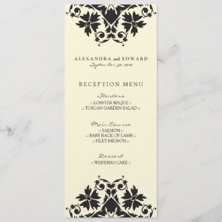 Decorative Stamp Wedding Reception Menu (black)