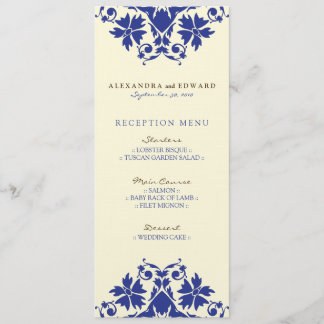 Decorative Stamp Wedding Reception Menu (navy) Invitation