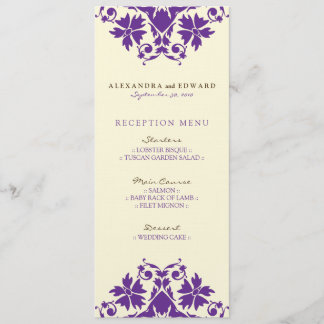 Decorative Stamp Wedding Reception Menu (purple) Invitation