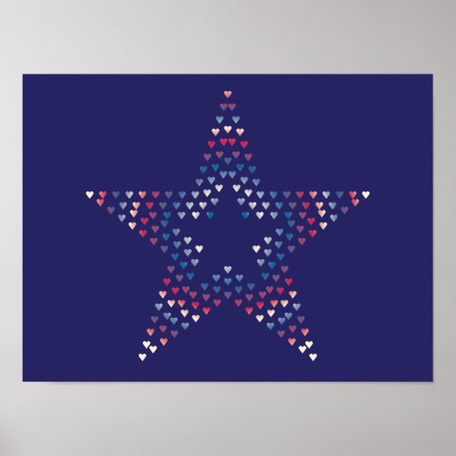 Decorative Star hearts poster  (Front)