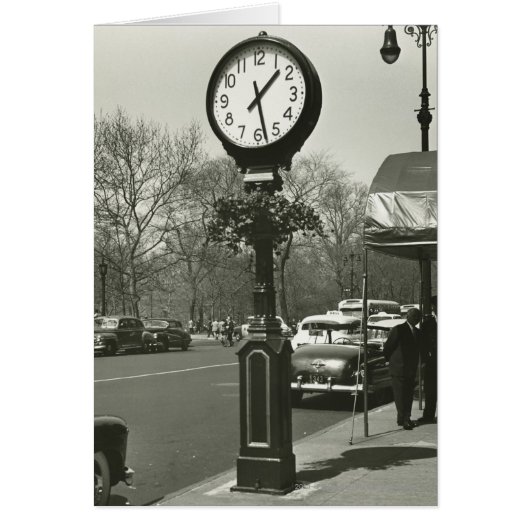 Decorative street clock two background people cards (Front)