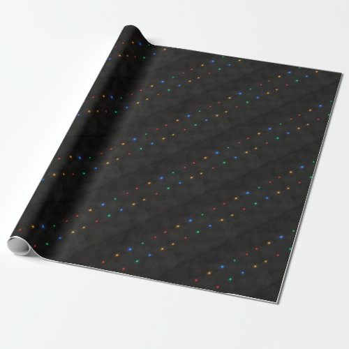 Decorative String Lights On Black Background Wrapping Paper