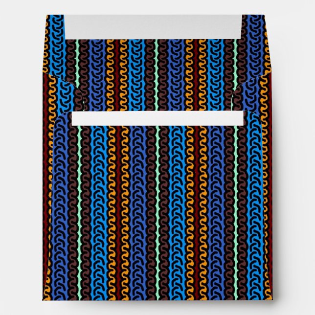 Decorative stripe square envelope - blue (Back (Bottom))