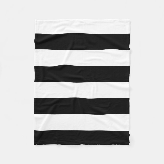 Decorative Striped Black & White Stripes Pattern Fleece Blanket (Front)