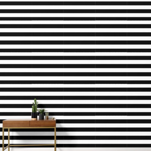 Decorative Striped Black  White Stripes Pattern Wallpaper