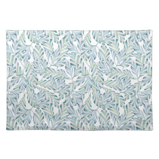 Decorative Striped Leaf Pattern Cloth Placemat (Front)
