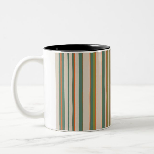 Decorative Striped  Two-Tone Coffee Mug (Left)