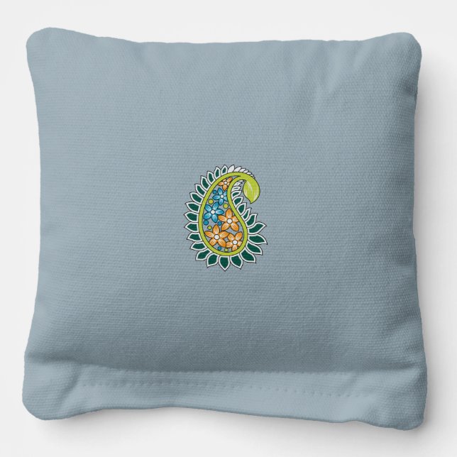 Decorative Style, Dark Blue Green, Wattle Cornhole Bags (Front)