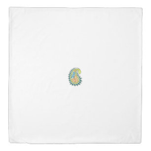 Decorative Style, Dark Blue Green, Wattle Duvet Cover