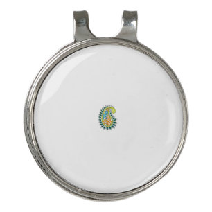 Decorative Style, Dark Blue Green, Wattle Golf Hat Clip