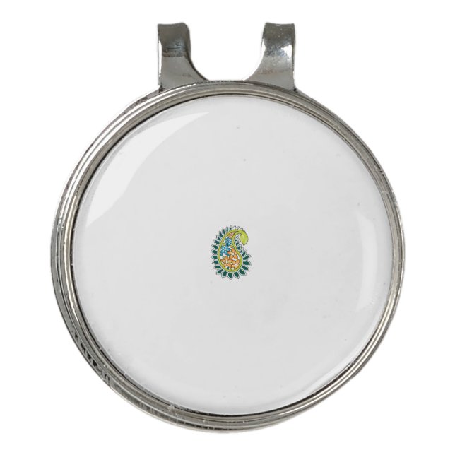 Decorative Style, Dark Blue Green, Wattle Golf Hat Clip (Front)