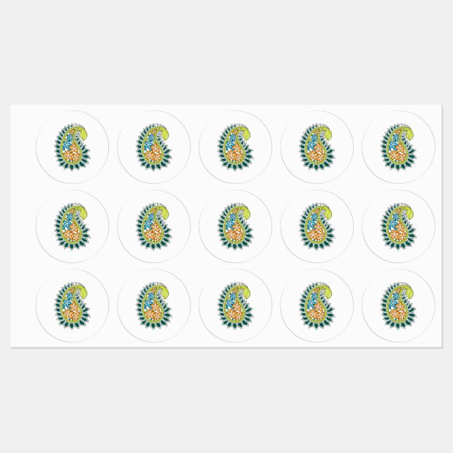 Decorative Style, Dark Blue Green, Wattle Labels (Sheet)