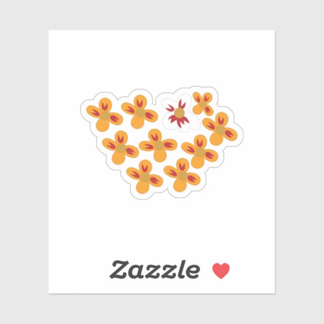 Decorative Style, Dull Orange, Cornell Red Sticker (Sheet)
