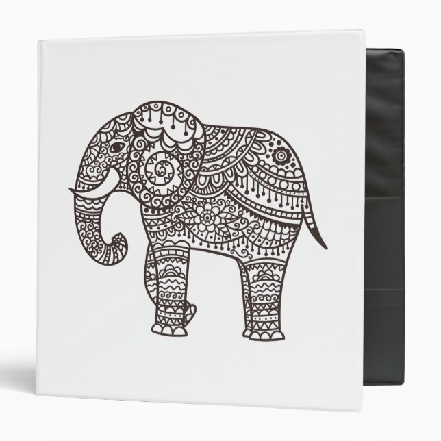 Decorative Style Elephant 3 Ring Binder (Front/Inside)