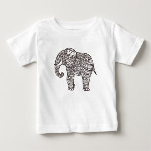 Decorative Style Elephant Baby T-Shirt