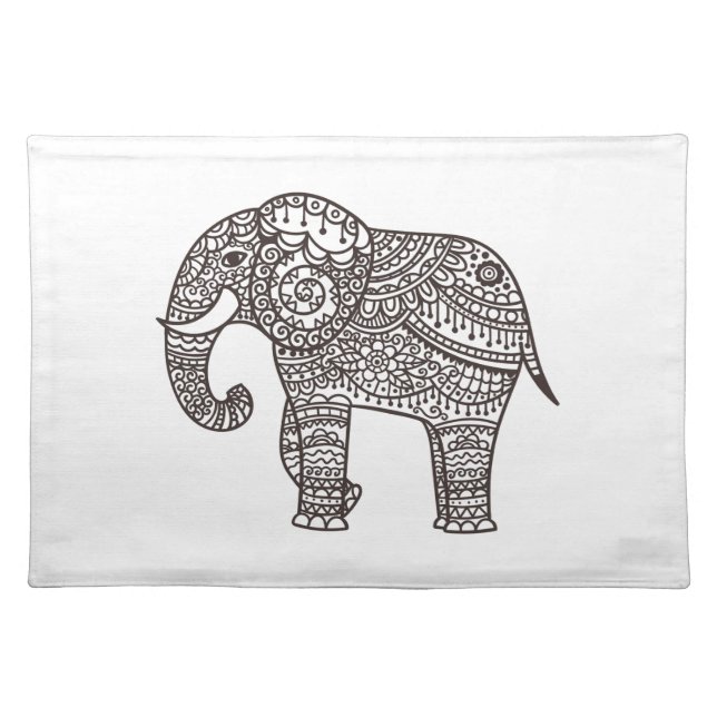 Decorative Style Elephant Cloth Placemat (Front)