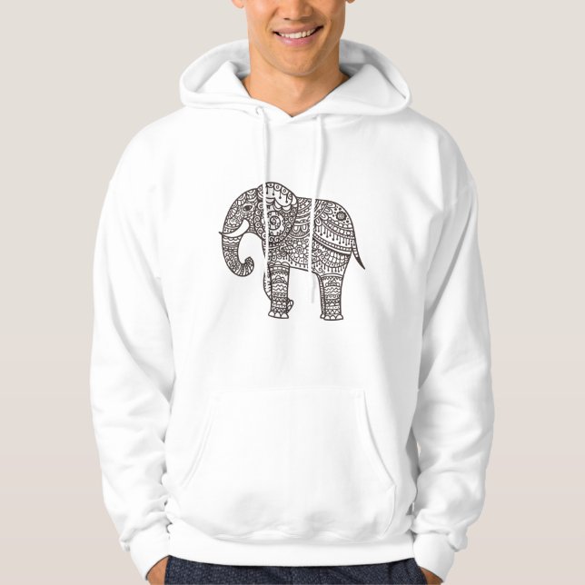 Decorative Style Elephant Hoodie (Front)
