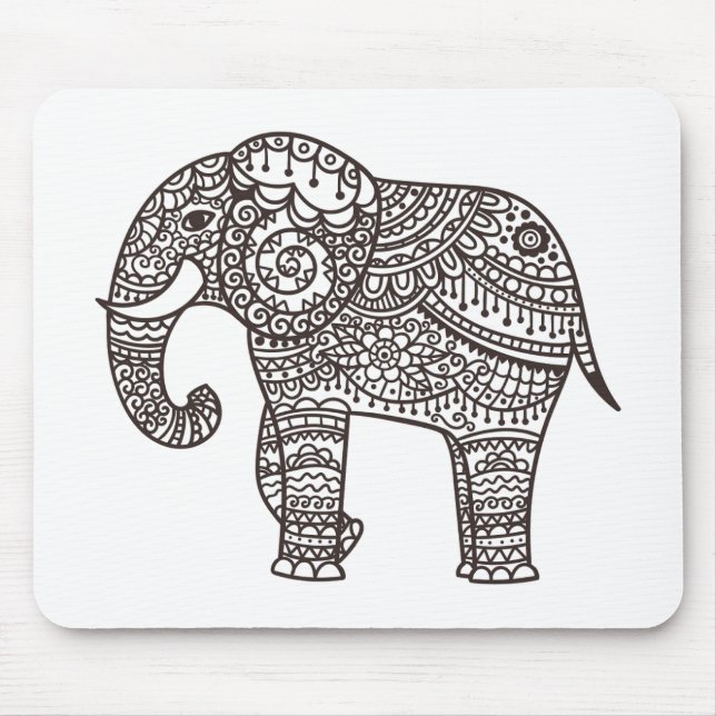 Decorative Style Elephant Mouse Pad (Front)