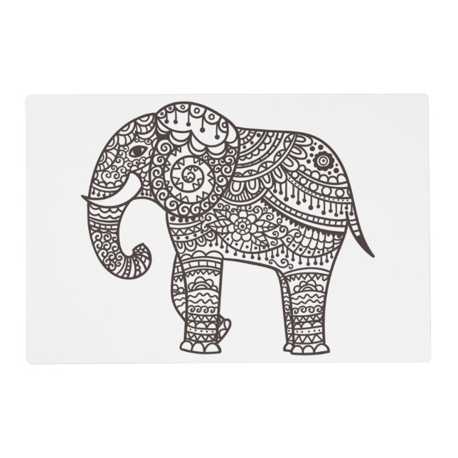 Decorative Style Elephant Placemat (Front)