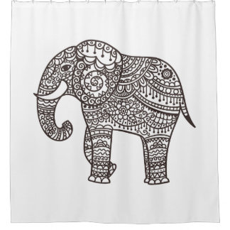 Decorative Style Elephant Shower Curtain