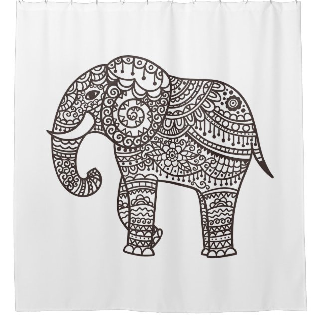 Decorative Style Elephant Shower Curtain (Front)