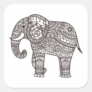 Decorative Style Elephant Square Sticker