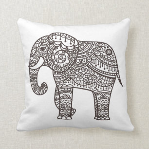Decorative Style Elephant Throw Pillow